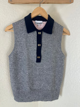 Load image into Gallery viewer, GANNI Cashmere Mix Sleeveless Polo Knit Vest Frost Gray Pink Size S XS 0 2 4 Butterfly