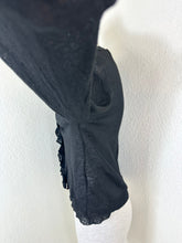 Load image into Gallery viewer, Max Mara Studio Black Ruffled Linen Cardigan Knit Sweater Sheer V-Neck Size S M 6 7 8