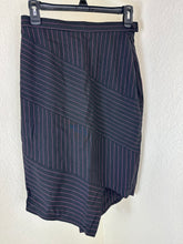 Load image into Gallery viewer, Vintage Moschino Couture Asymmetrical Pinstripe Wool Skirt Pink Black IT 42 US 8 7 S M