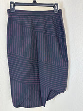 Load image into Gallery viewer, Vintage Moschino Couture Asymmetrical Pinstripe Wool Skirt Pink Black IT 42 US 8 7 S M