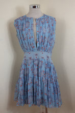 Load image into Gallery viewer, CHLOE Floral Blue Sleeveless Silk Mini Dress Small 38 4 6