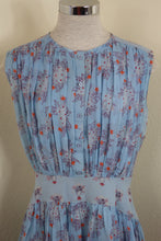 Load image into Gallery viewer, CHLOE Floral Blue Sleeveless Silk Mini Dress Small 38 4 6
