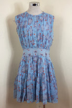 Load image into Gallery viewer, CHLOE Floral Blue Sleeveless Silk Mini Dress Small 38 4 6