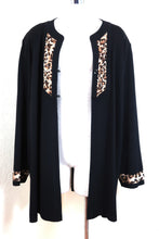Load image into Gallery viewer, MISOOK Black Leopard Print Knitted Blazer Jacket 2X 3X XL Large