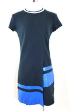 Load image into Gallery viewer, JASON WU Fila Black Blue Wrap Skirt Black Zip Cotton Dress Small 38 4 6