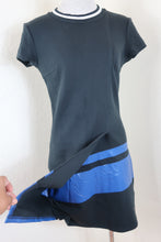 Load image into Gallery viewer, JASON WU Fila Black Blue Wrap Skirt Black Zip Cotton Dress Small 38 4 6