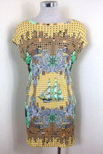 Load image into Gallery viewer, VERSACE Collection Yellow Mini Viscose Printed Baroque Dress Small Sz 38 4 5 6