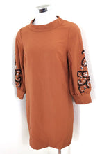 Load image into Gallery viewer, ANTONIO BERARDI Embellished Beads Long Sleeve Brown Dress 40 Small 4 5 6