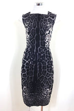 Load image into Gallery viewer, YSL Yves Saint Laurent Gray Leopard Animal Print Silk Dress Small 2 3 4 Sleeveless V-Neck