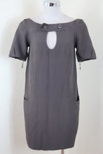 Load image into Gallery viewer, CHLOE Potato Skin Grey OffBrown Short Sleeves Mini Silk Dress Small 36 0 2 4