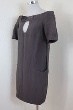 Load image into Gallery viewer, CHLOE Potato Skin Grey OffBrown Short Sleeves Mini Silk Dress Small 36 0 2 4