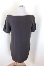 Load image into Gallery viewer, CHLOE Potato Skin Grey OffBrown Short Sleeves Mini Silk Dress Small 36 0 2 4