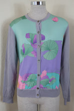 Load image into Gallery viewer, Vintage LEONARD Paris Grey Green Purple Wool Floral Sweater Button Top Blouse Small 38 4 5 6