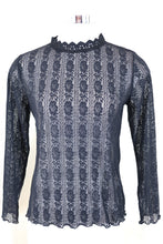 Load image into Gallery viewer, OLIVE Des OLIVE Black Long Sleeve Mesh SeeThrough Lace Top Blouse Small 0 2 4