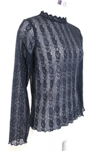 Load image into Gallery viewer, OLIVE Des OLIVE Black Long Sleeve Mesh SeeThrough Lace Top Blouse Small 0 2 4