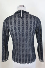 Load image into Gallery viewer, OLIVE Des OLIVE Black Long Sleeve Mesh SeeThrough Lace Top Blouse Small 0 2 4
