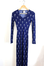 Load image into Gallery viewer, Vintage GIANNI VERSACE Versus Blue Cross Print Long Sleeves Dress XS Small 0 2 4