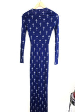 Load image into Gallery viewer, Vintage GIANNI VERSACE Versus Blue Cross Print Long Sleeves Dress XS Small 0 2 4