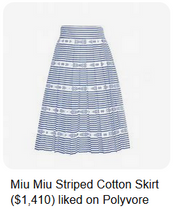 Load image into Gallery viewer, MIU MIU Blue White Striped Cotton Skirt Small 38 4 5 6