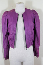 Load image into Gallery viewer, MULBERRY ENGLAND Lavander Leather Rabbit Fur Cropped Jacket Small 38 2 4
