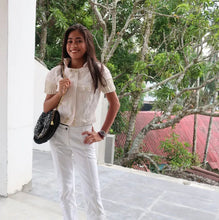 Load image into Gallery viewer, LOUIS VUITTON White Knitted Short Sleeves Cotton Cashmere Cropped Button Jacket Blouse Blazer 36 4 5 6