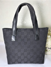 Load image into Gallery viewer, Vintage GUCCI GG Logo Web Signatures Monograms Canvas Black Small Tote Bag