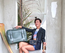 Load image into Gallery viewer, Vintage Louis VUITTON LV Green Taiga Leather Luggage Duffel Bag