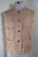 Load image into Gallery viewer, Vintage CHANEL Beige Brown Fringes Tweed Sleeveless CC Button Top Blouse Small S M 42 4 6 7 05P