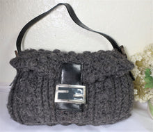 Load image into Gallery viewer, Older FENDI Grey Thick Wool Pochette Clutch Shoulder Bag Small