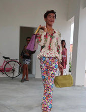 Load image into Gallery viewer, KENZO FLoral Red Romantic Long Sleeve Silk Dress Small 38 4 5 6