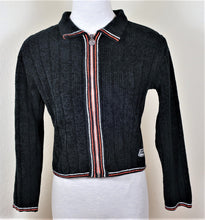 Load image into Gallery viewer, Vintage GIANNI VERSACE Couture Black Zip Cropped Medusa Acrylic Jacket Sweater Sz 3 4 Small