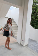 Load image into Gallery viewer, MISSONI Wrap-around Purple Brown WHite Foilage Silk Dress S- M Sz. 4 5 6