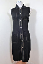 Load image into Gallery viewer, SALVATORE FERRAGAMO Black Contrast Stitching Pocket Buttons Dress XS Small 2 3 4