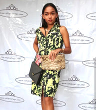 Load image into Gallery viewer, Vintage GIANNI VERSACE Neon Green Black Hip Hop Button Cotton Dress Small 26 / 40 4 5 6