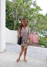 Load image into Gallery viewer, MISSONI Wrap-around Purple Brown WHite Foilage Silk Dress S- M Sz. 4 5 6