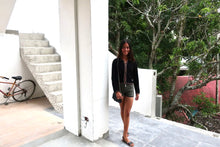 Load image into Gallery viewer, Vintage GIANNI VERSACE Couture Black Zip Cropped Medusa Acrylic Jacket Sweater Sz 3 4 Small