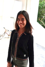 Load image into Gallery viewer, Vintage GIANNI VERSACE Couture Black Zip Cropped Medusa Acrylic Jacket Sweater Sz 3 4 Small