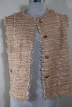 Load image into Gallery viewer, Vintage CHANEL Beige Brown Fringes Tweed Sleeveless CC Button Top Blouse Small S M 42 4 6 7 05P