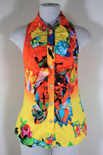 Load image into Gallery viewer, Vintage VERSUS Gianni VERSACE Bright Yellow Colorful Sleeveless Cotton Top Blouse Blazer S M 4 5 6