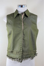 Load image into Gallery viewer, NWT New ALBERTA FERRETTI Green Fringes Button Cotton Vest Top Blazer Small 38 4 5 6