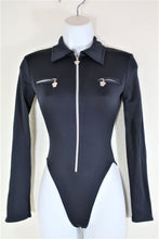 Load image into Gallery viewer, Rare Vintage VERSACE Intensive Black Medusa ONe Piece Rash Guard Long Sleeve Swim Bathing Suit Small 6 7 8