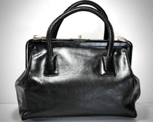 Load image into Gallery viewer, Vintage PRADA Black Leather Metal Frame Dr Bag Cerniera Double Handle Handbag Italy