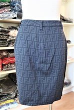 Load image into Gallery viewer, Vintage FENDI Grey FF LOGO Pencil Mini SKirt Small Waist 26 28 36 2 3 4