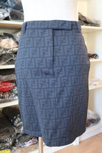Load image into Gallery viewer, Vintage FENDI Grey FF LOGO Pencil Mini SKirt Small Waist 26 28 36 2 3 4