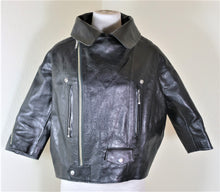 Load image into Gallery viewer, New Junya WATANABE Black Cowhide Leather Cropped Motorcycle Jacket XS Extra Small