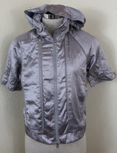Load image into Gallery viewer, STELLA McCartney Adidas Glossy Silver Hoodie Track Top SHort Sleeve Jacket XS Small 34 2 3 4