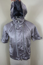 Load image into Gallery viewer, STELLA McCartney Adidas Glossy Silver Hoodie Track Top SHort Sleeve Jacket XS Small 34 2 3 4