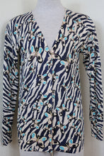Load image into Gallery viewer, ETRO Cashmere Silk Button Butterfly Black Blue Sweater Jacket Cardigan 42 Medium 6 7 8