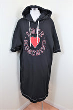 Load image into Gallery viewer, LOVE MOSCHINO Black Red Hoodie Sweater Logo Top Dress 44 8 10 12 Large