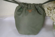 Load image into Gallery viewer, PRADA Sage GREEN Nylon Leather Drawtop Pouch Hand Bag Handbag